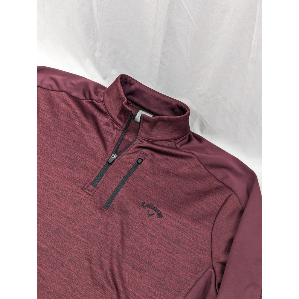 Callaway Golf Jacket Mens 2XL XXL Heathered Maroon 1/4 Quarter Zip‎  Pullover